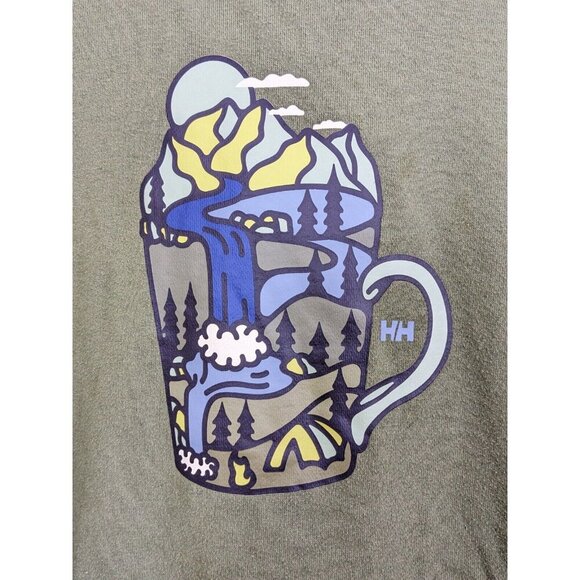 Helly Hansen Mens Med FDF Pullover Hoodie Organic Cotton Green Kangaroo Pocket - Picture 2 of 7